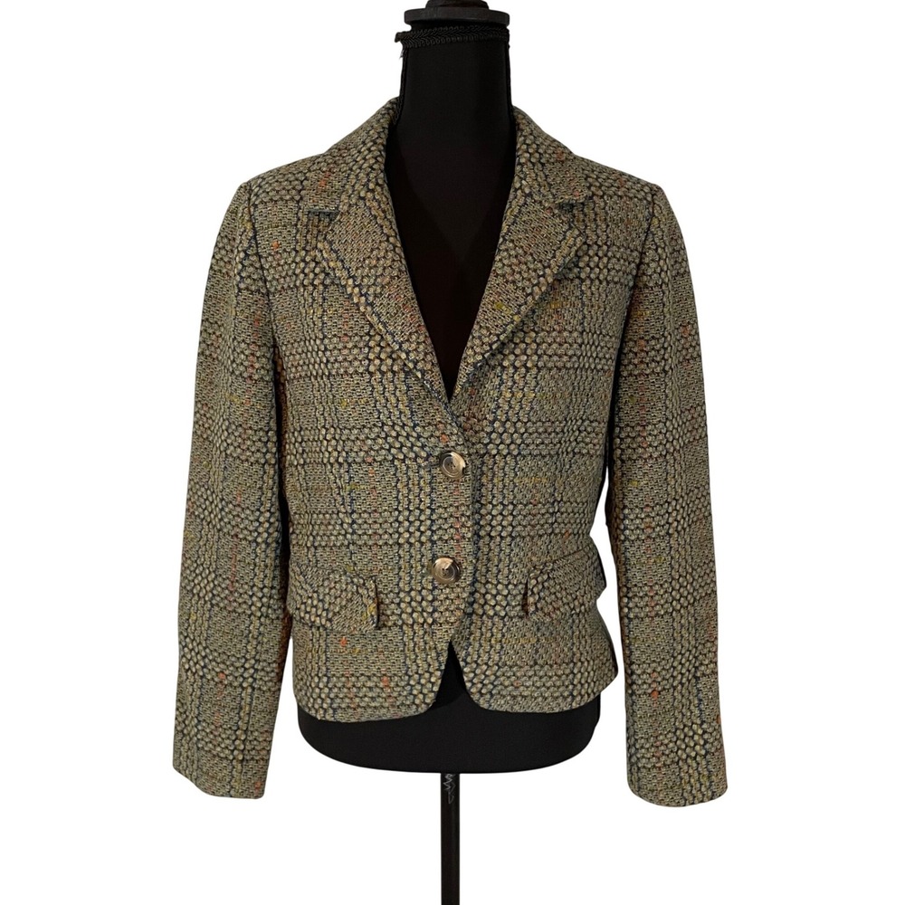 Cabi Women's Wool Blend Textured Blazer Jacket Size 8 Multi Color Dark Academia